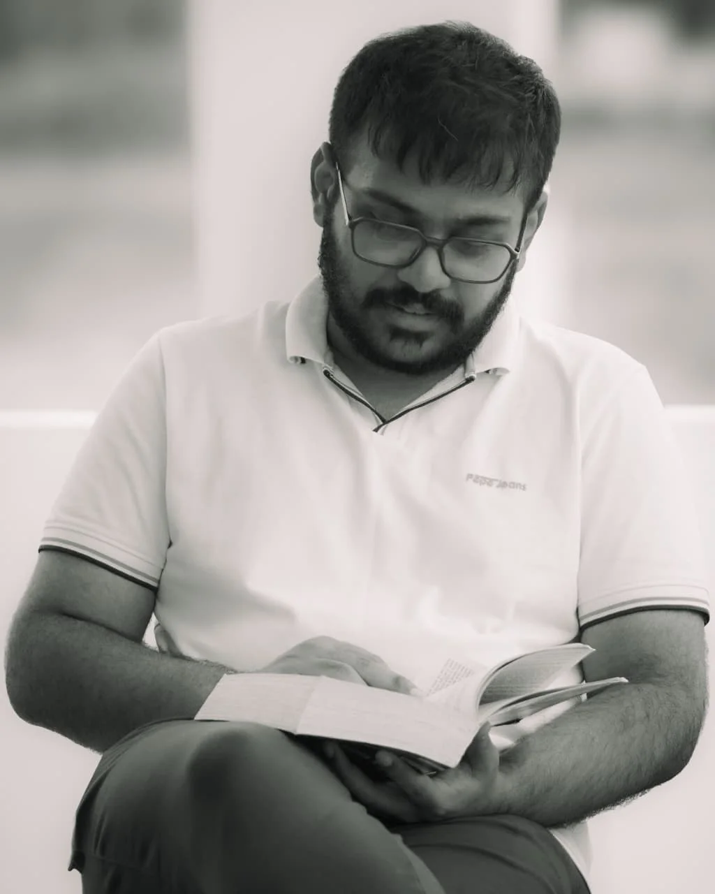 A quiet portrait of Dyutik reading